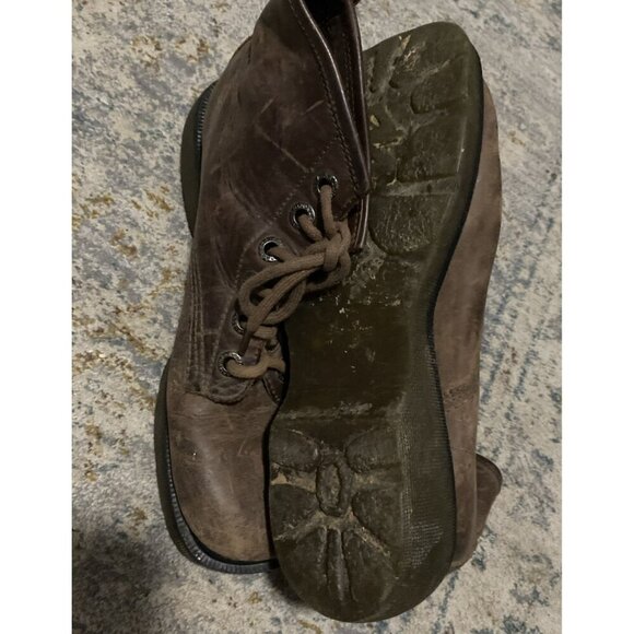 Y2K Suede Chunky Platform Shoes Boots Size 7.5 Vintage Brown Lace up - Picture 4 of 4